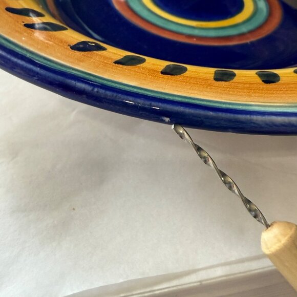 Handpainted Pier 1 Italian Swirl Earthenware Pasta Bowls 9.5" Set of 4 FLAWS - Picture 9 of 11